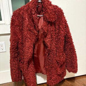 H&M Red Teddy Jacket M